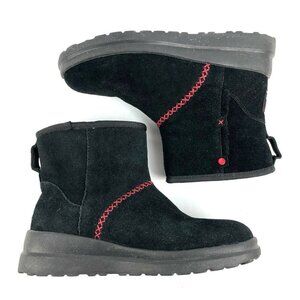 Ugg Classic Mini Boots I Love Heart Kisses 6 Black Suede